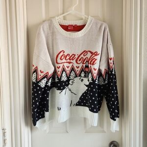 Coca Cola Polar Bear Cozy Crewneck Sweater Size Large Ugly Christmas
